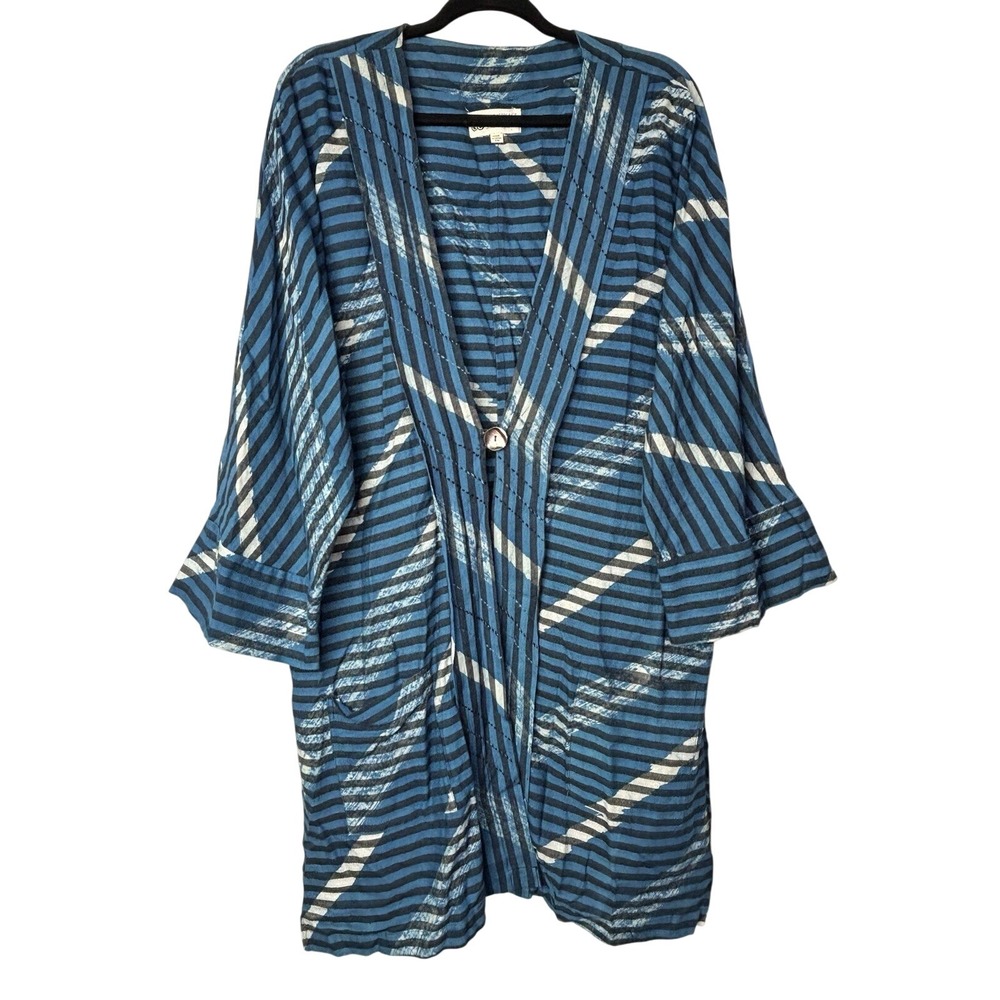 Marketplace Handwork of India Kimono Jacket Nirmaan Womens 1W 1X Deep Sea EUC - Picture 11 of 11